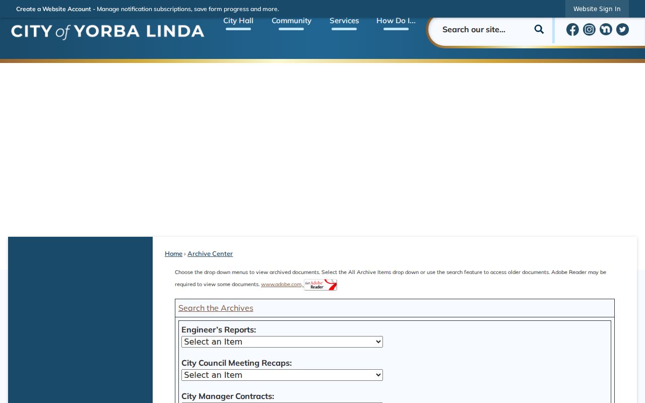 Yorba Linda city directory municipal archive records