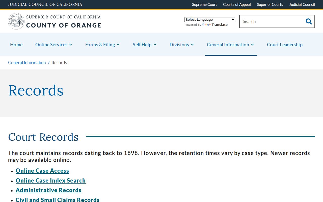 Yorba Linda resident lookup Orange County court records access