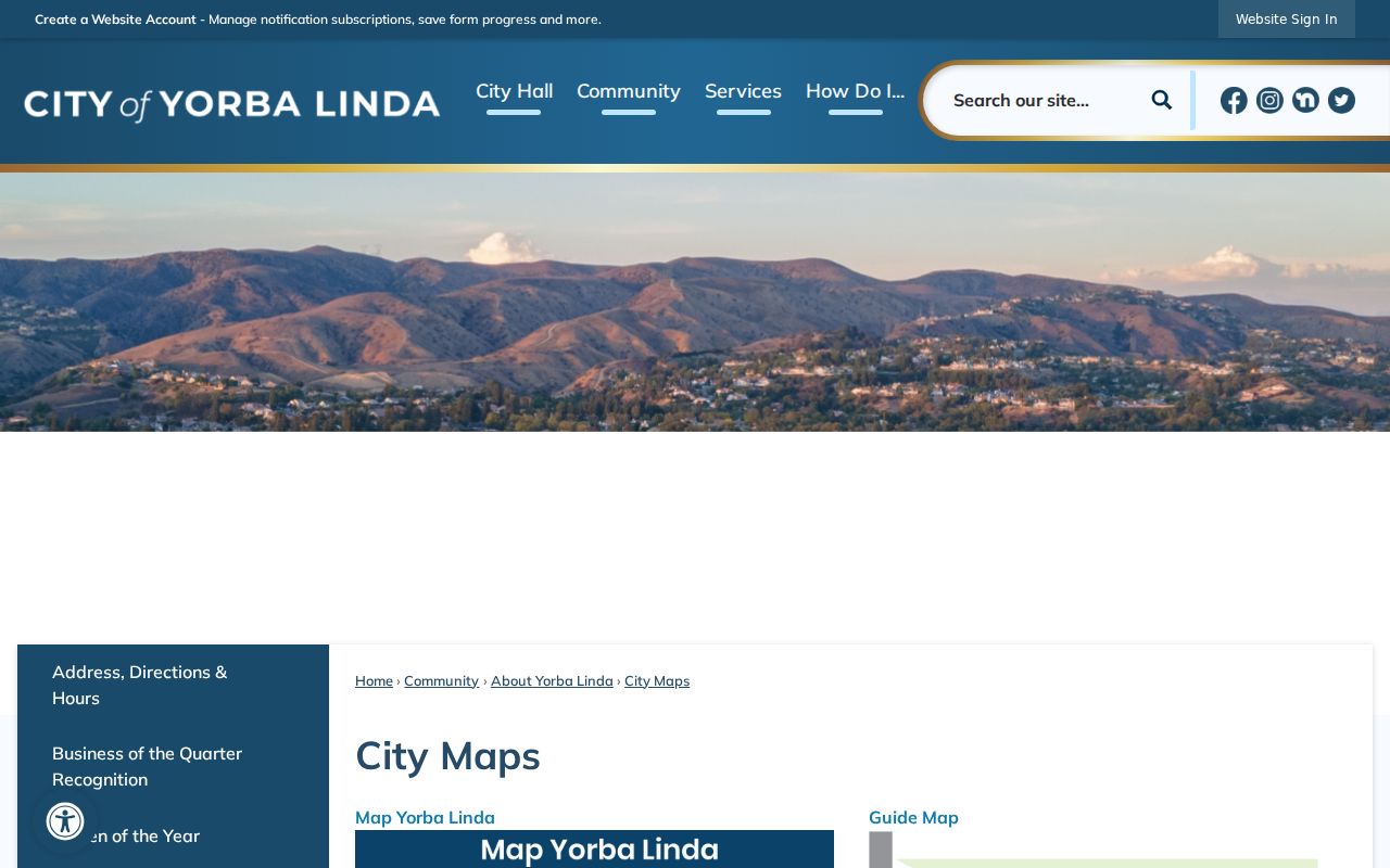 Yorba Linda street directory official city maps