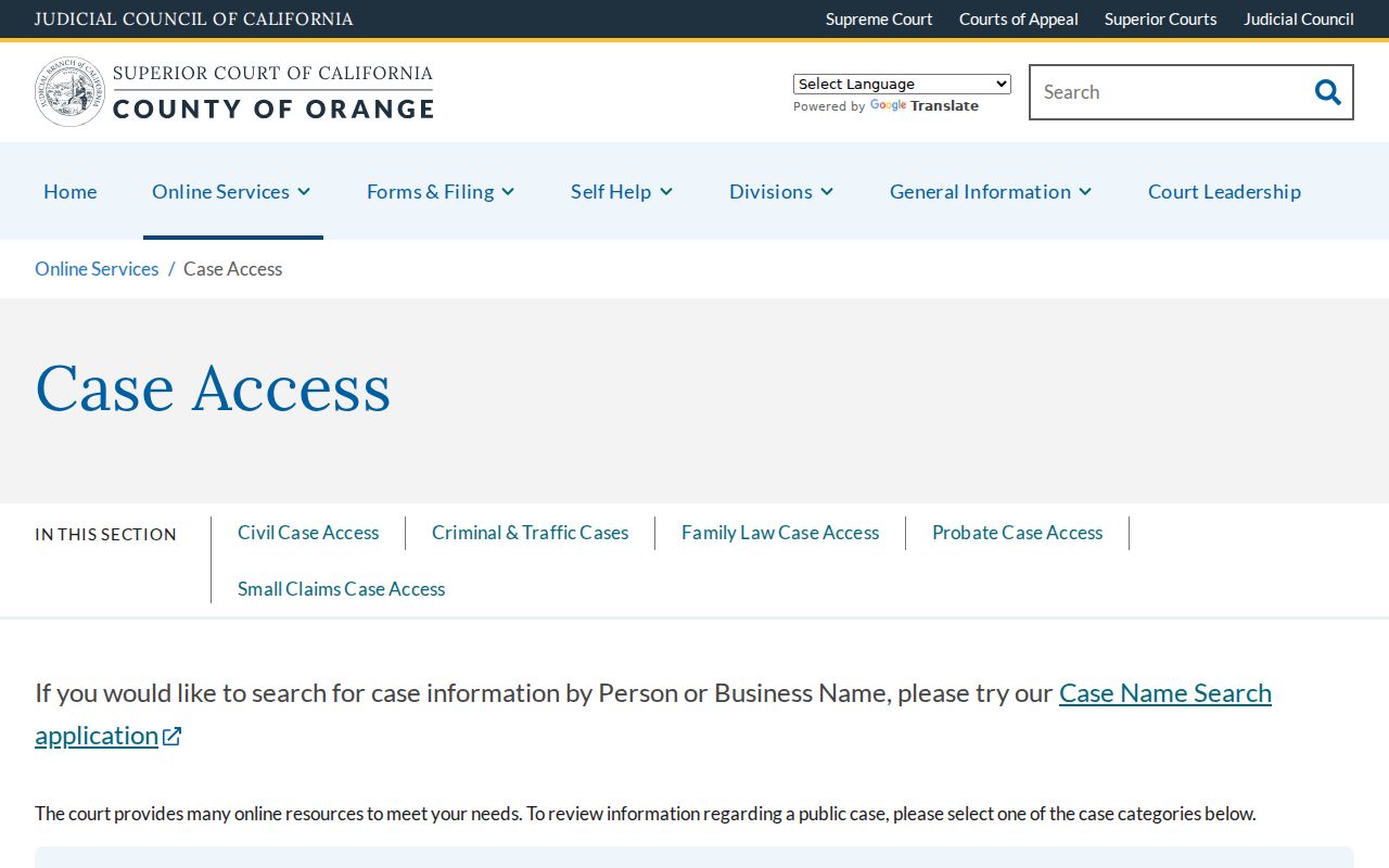 Yorba Linda residents directory Orange County Superior Court case access